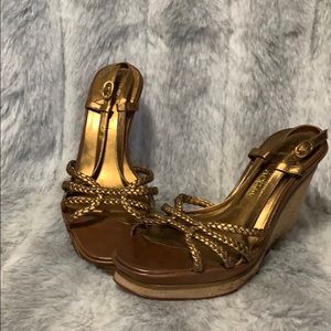 New Cole Haan gold straps wedge